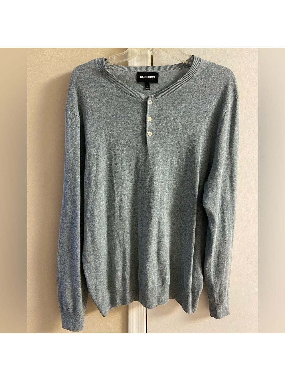 Bonobos sweater Henley men linen‎ blend Large NWOT